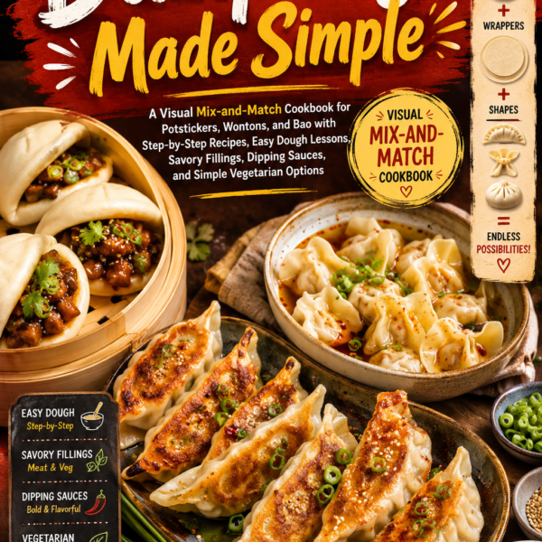 Dumplings Made Simple: A Visual Mix-and-Match Cookbook for Potstickers, Wontons, and Bao with Step-by-Step Recipes, Easy Dough Lessons, Savory Fillings, Dipping Sauces, and Simple Vegetarian Options