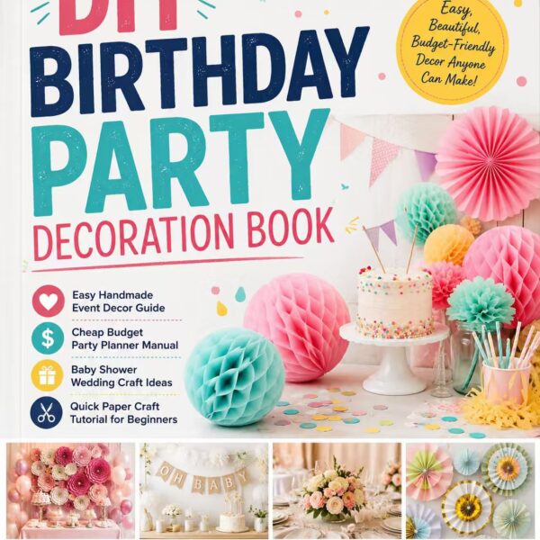 DIY Birthday Party Decoration Book, Easy Handmade Event Decor Guide, Cheap Budget Party Planner Manual, Baby Shower Wedding Craft Ideas, Quick Paper Craft Tutorial for Beginners