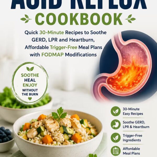The Easy Acid Reflux Cookbook: Quick 30-Minute Recipes to Soothe GERD, LPR and Heartburn, Affordable Trigger-Free Meal Plans with FODMAP Modifications