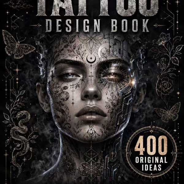 Tattoo Design Book:400 Original Trendy Flash Art Ideas for Men & Women: Includes Fine Line, Minimalist, Geometric, Black & Grey, and All Popular Styles to Find Your Perfect Ink Easily