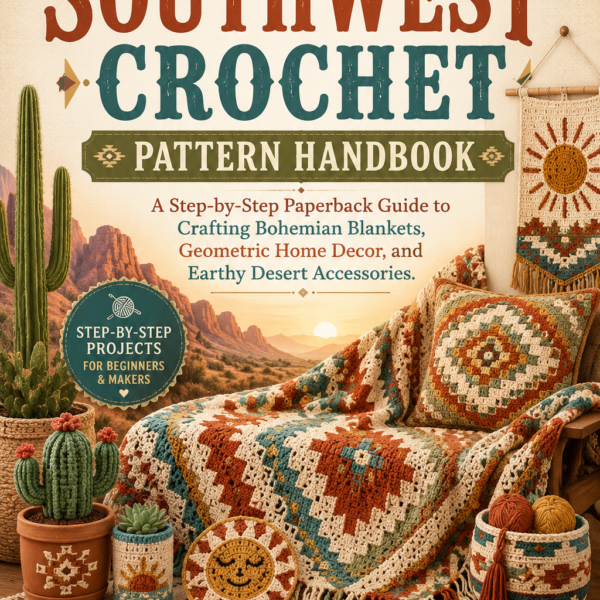 The Southwest Crochet Pattern Handbook：A Step-by-Step Paperback Guide to Crafting Bohemian Blankets, Geometric Home Decor, and Earthy Desert Accessories