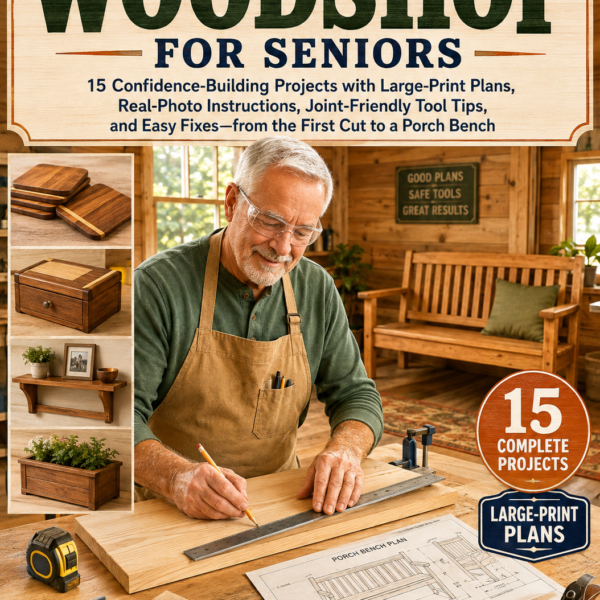 The Comfortable Woodshop for Seniors 15 Confidence-Building Projects with Large-Print Plans, Real-Photo Instructions, Joint-Friendly Tool Tips, and Easy Fixes-from the First Cut to a Porch Bench