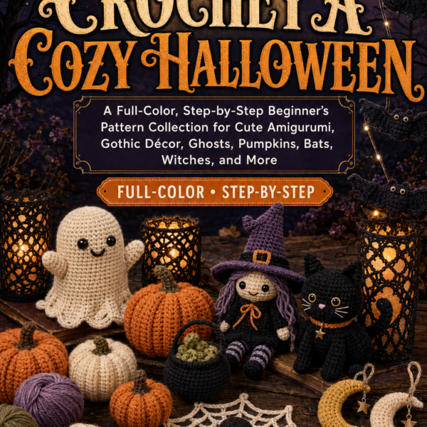 Crochet a Cozy Halloween: A Full-Color, Step-by-Step Beginner’s Pattern Collection for Cute Amigurumi, Gothic Décor, Ghosts, Pumpkins, Bats, Witches, and More