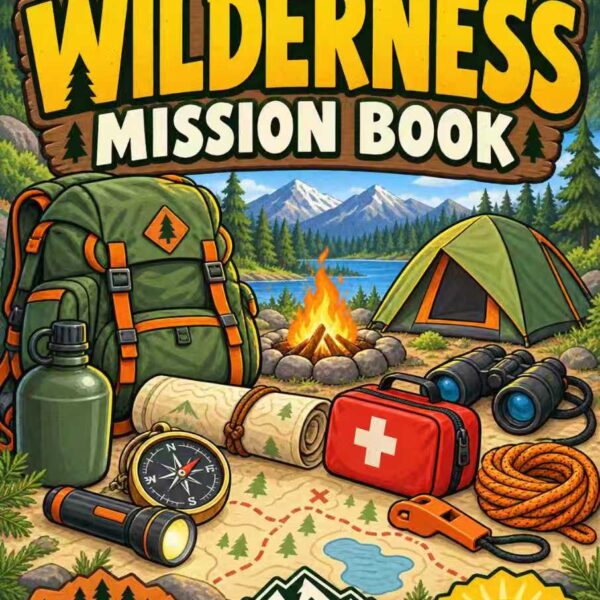 Junior Wilderness Mission Book 63 Illustrated Outdoor Challenges for Shelter Building, Fire Safety, Navigation, First Aid, and Screen-Free Adventure